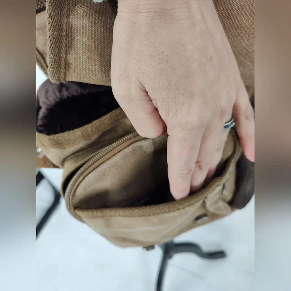 Kaukko Brown Canvas Messenger Cross Body Bag